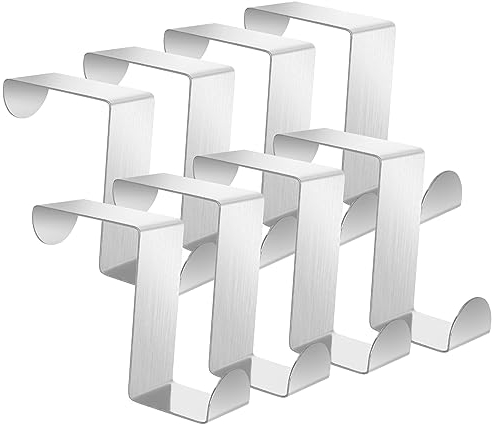 flintronic 8 Pezzi Appendiabiti da Porta,Ganci per Porta in Acciaio Inox, Ganci Attaccapanni, Adatto per Camere da Letto, Bagni, Sale Studio,Armadietto,Accappatoio, Ombrello(Argento, 4.5 * 3cm)