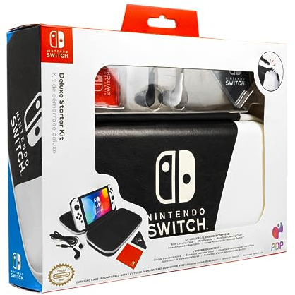 PDP Gaming Deluxe Starter Kit for Nintendo Switch, Nintendo Switch Lite, Nintendo Switch OLED Model - Black and White