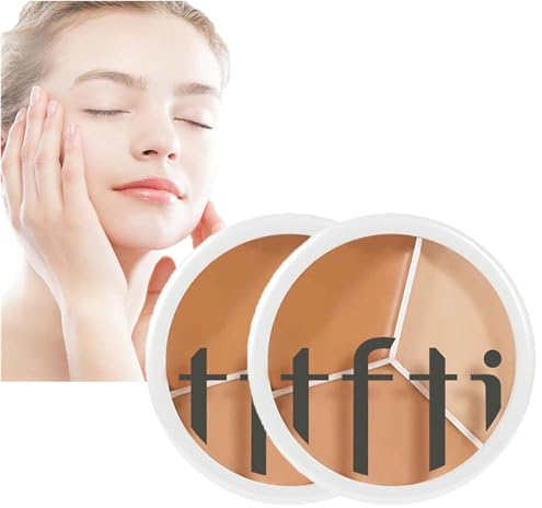 TFTI 3 Dreifarbige Concealer-Palette, Creme Concealer, Custom Blend Korrigiert & Kaschiert Augenringe, Hautunreinheiten, Wasserdicht Langanhaltend, Contour and Brighten 3 in 1 (2PC)