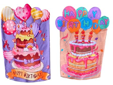 JISADER 2Pcs Geburtstag Stuhl Abdeckung Alles Gute Zum Geburtstag Dekor Esszimmer Geburtstag Stuhl Dekoration Kuchen Muster Kinder Geburtstag Stuhl Cove