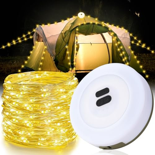 flintronic Guirlande Lumineuse LED, 10m/ 33ft Guirlande LED Rechargeable, 6 Modes, Lumiere Noel, Guirlandes Lumineuses Étanche pour l'Extérieur et l'Intérieur, Fête, Noël, Camping (Blanc Chaud)
