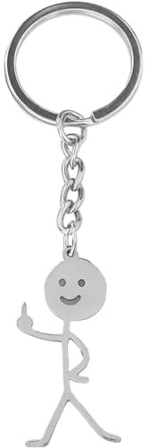 VZUHSW 1 pcs drôle Smiley Figurine de Visage Langue des Signes Porte-clés Doigt Stickman Mignon Tendance Sac clé de Voiture Pendentif Couple Cadeau Porte-clés, A