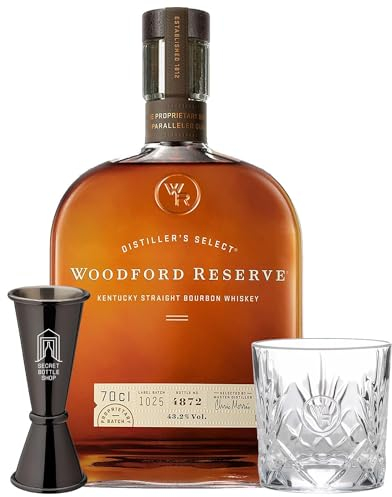 Woodford Reserve Bourbon Glass & Jigger Gift Set 70cl | Whisky Gifts For Him | Bourbon Gifts