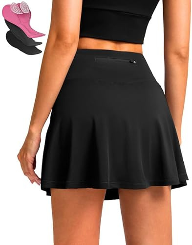 Women's Cycling Skirts 4D Padded Bike Shorts with Pockets High Waist Biking Skort for Road Mountain Bicycle Riding(Black M)