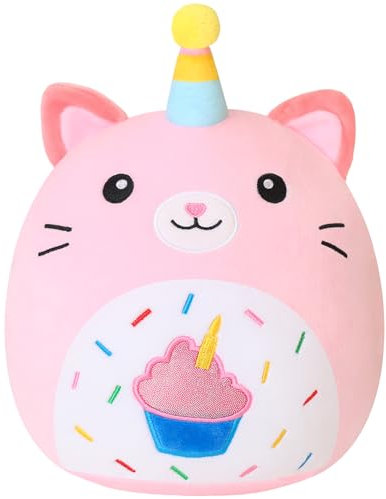 Xfrog Happy Birthday Plüschtier, 25CM Kuchen Einhorn Kuscheltier, Cartoon Plüschkissen, Geburtstag Geschenk für Kinder Jungen Mädchen