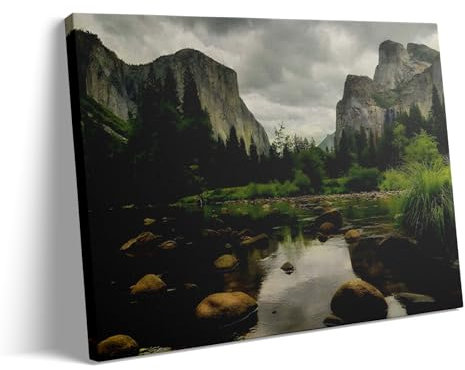 prinfantasy Bild Wald Leinwand Wanddeko Grün - Wandbilder Wohnzimmer Modern Bilder Deko DYH0025