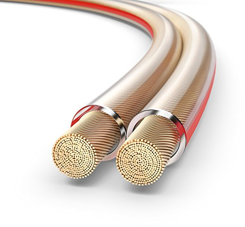 PureLink Lautsprecherkabel Boxenkabel OFC 2x4mm² 100m Kabel mit Kennlinie | Reines sauerstofffreies Kupfer (99,99%), 0,20 mm Litzenstruktur, für Verstärker, Endstufe und Lautsprecher, Meter-Markierung