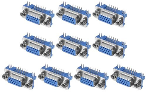 QUARKZMAN Connecteur VGA Femelle VGA15 Prise Femelle 15 Broches 3 Rangées Terminal de Dérivation de Port Série pour Équipement Mécanique CNC Ordinateurs Lot de 10