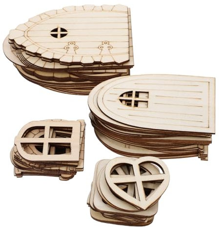 Yardwe 96stücke Feengartentür Aus Naturmaterial Kleine Hölzerne Für Dekoration Miniaturtürornamente Feentürdekoration Hölzerne Miniaturfeentür DIY Fee Türen Für Junge Mädchen Malerei