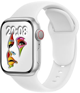 ELETTRONEO SBC1 Cinturino per Apple Watch Ultra 2 49mm, Serie 10 46mm, 9 8 7 45mm 41mm, SE 6 5 4 44mm 40mm, 3 2 1 42mm 38mm Donna Uomo Band Bracciale Sport Silicone, Bianco