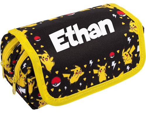 Pokémon Pikachu Personalised Pencil case for Kids - Pencil case for School - Custom Gift for Boys and Girls - Red and Durable