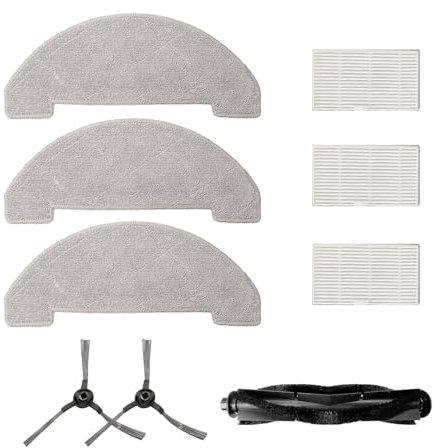 Proscenic Staubsauger-Zubehör-Set für Q8/Q8 Max, 3 x Wischtuch, 3 x HEPA-Filter, 2 x Seitenbürste, 1 x Rollenbürste