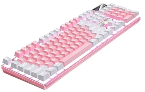 Gadpiparty Clavier Mécanique RGB Touches Filaire Rose Rétroéclairé Clavier Gamer Lumineux Pc Accessoires Éclairage Visuelle pour Bureau Et Jeux