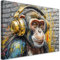 Feeby Leinwand Bilder - Affe DJ Musik - Canvas 90x60 cm - Deko Wohnzimmer - Wandbilder Schlafzimmer - Deko Aesthetic - Wand Deko - Leinwand Groß - Deko Zimmer - Leinwandbilder XXL