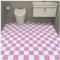 Peel and Stick Vinyl Flooring Roll 5M x 60cm Non Slip Floor Covering Stickers for Bathroom Kitchen Living Room White Pink Plaid Pattern
