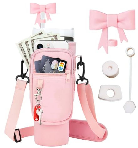 Stanley - Funda para pajita Stanley, accesorios para copa Stanley, funda para botella de agua para Stanley Cup 40 oz, accesorios Stanley Cup con compartimento para teléfono móvil y correa de hombro