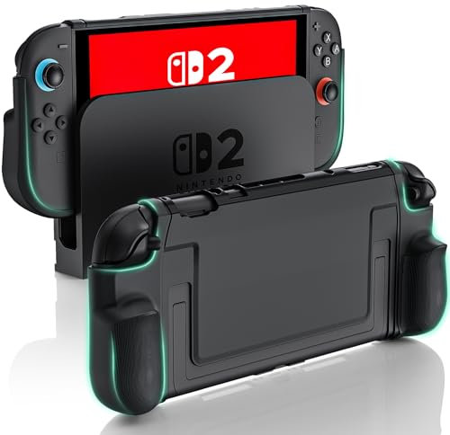 FUNDA PROTECTORA para Nintendo Switch 2 - RÍGIDA ANTIGOLPES Case Carcasa Dura Compatible con Dock, Cubierta Protectora Antiarañazos | Case Resistente a Impactos para Switch 2025 (Negro)