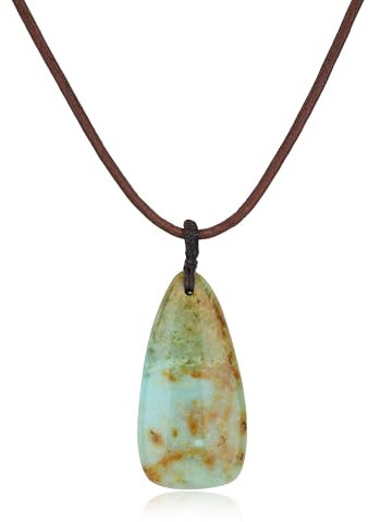 COAI Collier Cuir Homme/Femme, Pendentif Triangulaire, Pendentif Turquoise Péruvienne Profonde