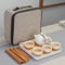 AYES Portable Tea Sets with 1 Teapot Set, 4 Tea Cups, Travel Bag, 1 Tea Tray - Asian Chinese Japanese Porcelain Vintage Tea Service for Women Mens Tea Lover Enjoy Life Gifts White