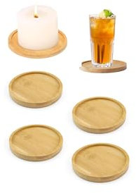 4 Pièces sous-Verres en Bambou Mosaïque - Plateaux Vierges pour DIY, Déco Maison, Plantes ou Verres - Ronds (12 cm)