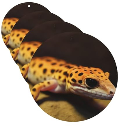 Leopard Little Gecko Auto-Lufterfrischer, Karten, 4 Stück, hängende Duftkarten, langlebige Auto-Aromatherapie-Tabletten für Kleiderschrank, Badezimmer, Auto, Innenspiegel, Anhänger, Geschenke