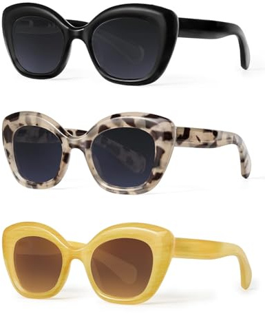 JM 3er-Pack Cateye-Lesebrille, blaulichtblockierender Computerleser für Damen und Herren