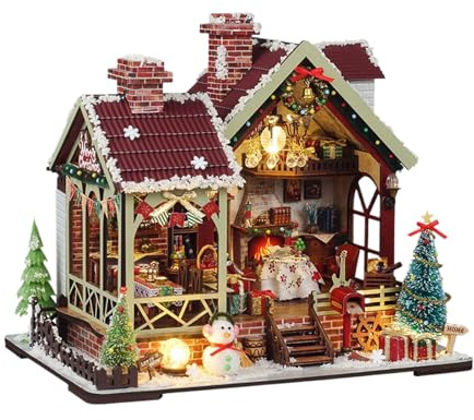 driattie Winziges Haus-Set, Holz, 3D-Modell, Basteln, Buchecken-Dekoration, Familie, Erwachsene, Miniatur-Haus-Bauset – für Liebhaber, Familie, Jungen, Mädchen, Teenager, Projekt, Zuhause
