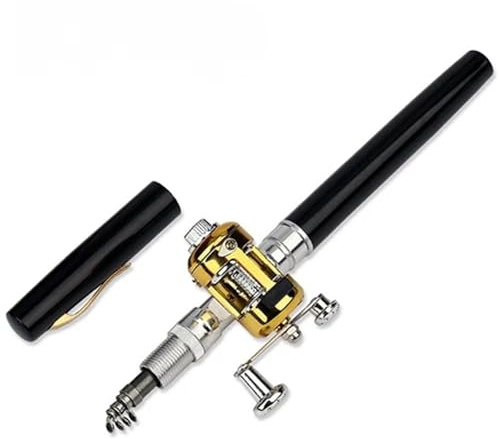 JZFOACHR Angelrute 1PCS Aluminium Legierung Stift Angelrute Mini Tragbare Tasche Kleine Angelrute EIS Floß Angeln Brücke Angeln 1 Meter (Schwarz)