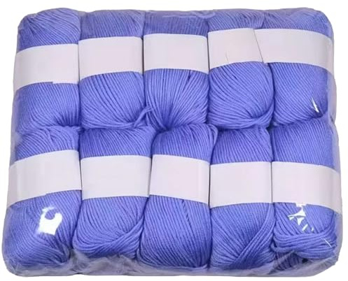 10er Set Luxus - Mischgarn - 500g Wolle - 45 Deep Sky Blue - weiches Webgarn geeignet für Pullover, Babydecken, Schals - 10x 50g - Hochwertige Fasern für Häkeln und Basteln
