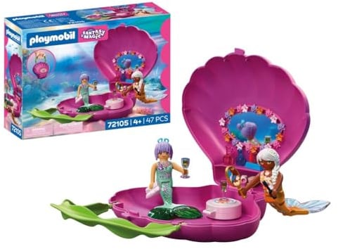 PLAYMOBIL | Fantasy & Magic | Muscheltasche Meerjungfrauen | Tragbare Handtasche mit 2 Meerjungfrauen | Meerjungfrau Spielzeug für Kinder ab 4 Jahren | 72105