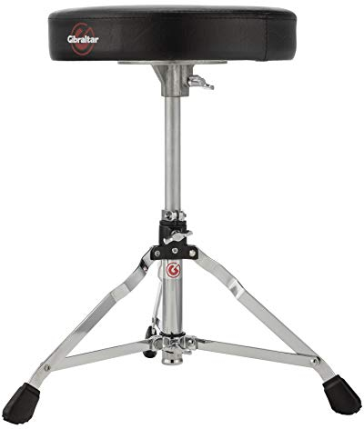 Tabouret de batterie Gibraltar, série 5000 (siège rond, diamètre 33 cm, assise en vinyle, verrouillage à mémoire, hauteur réglable en continu, pieds en caoutchouc 'Super Foot')