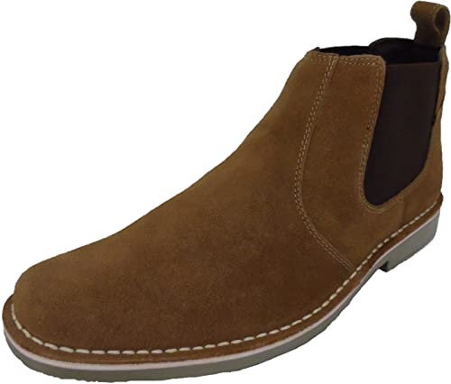 Roamers JASON Mens Twin Gusset Suede Leather Chelsea Boots Taupe