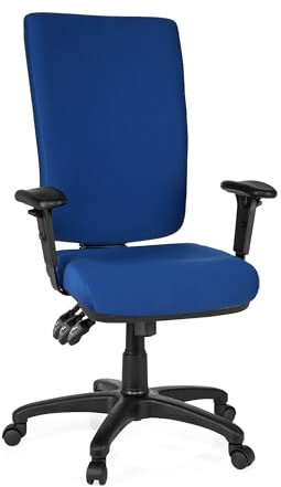 hjh OFFICE 702110 Profi Bürostuhl Zenit HIGH Stoff Blau Drehstuhl ergonomisch, Arm- und Rückenlehne verstellbar
