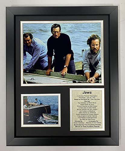 Legends Never Die Jaws Movie Collectible | Framed Photo Collage Wall Art Decor - 12x15