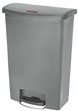 Rubbermaid Commercial Products Slim Jim® Tretmülleimer aus Kunststoff 90 l Innenraum-Mülleimer für Medizin, Büro, Gewerbe, Küche und Bad | Grau | 1883606