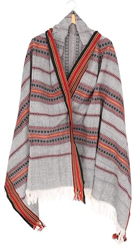GURU SHOP Indischer Schal/Stola, Ethno Tuch/Decke - Grau, Herren/Damen, Baumwolle