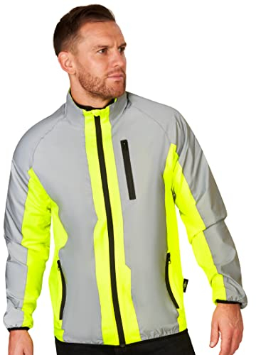 BTR Reflektierende Laufjacke und Fahrradjacke Herren mit Reflektor - Large 106-112 cm. Gelb