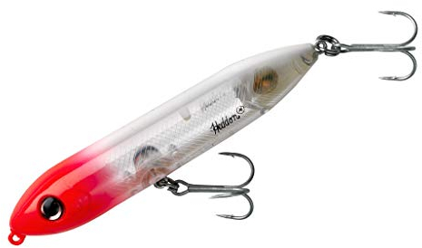 Heddon Super Spook Topwater Angelköder für Salzwasser und Süßwasser, weiß/rosa Silbereinsatz, Super Spook Jr (1/2 oz)