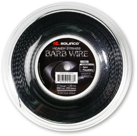 Solinco Barb Wire 200M Schwarz Tennis Saitenrolle 200m Monofil Schwarz 1,25