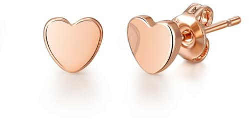 Philip Jones Rose Gold Plated Heart Stud Earrings