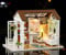 Architecture Model Building Kits with Furniture LED Music Box Miniature Wooden Dollhouse Happy Time Series 3D Puzzle Challenge