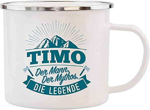 History & Heraldry Echter Kerl - Emaille Becher Timo - individuell und personalisiert mit Name und Spruch