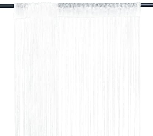 vidaXL 2X Fadenvorhang 100x250 cm Weiß Fadengardine Vorhang Türvorhang Gardine