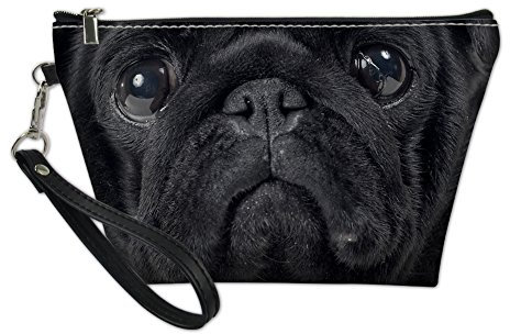 Showudesigns Kosmetiktasche mit Mops-Motiv, Trapezform, Schwarz