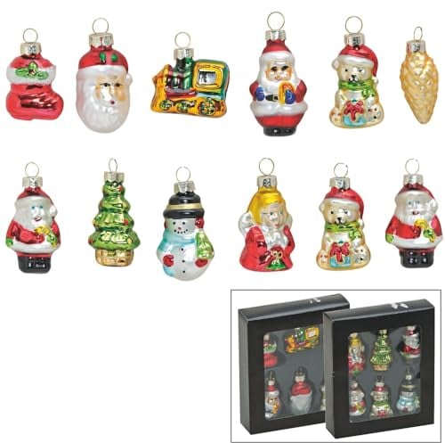 matches21 Weihnachtsbaumschmuck Christbaumschmuck Bunte Glasanhänger Glas Baumhänger je 5 cm 6-TLG. 2er Set sort