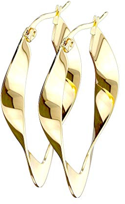 beyoutifulthings 1 Paar Damen Ohringe verdrehte CREOLEN OVALES-DESIGN Ohr-ringe Set Ohr-stecker Chirurgenstahl Gold