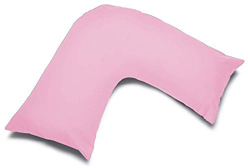 CnA Stores Orthopaedic V-Shaped Pillow Extra Cushioning Support For Head, Neck & Back (Pink, V-pillow With Cover)