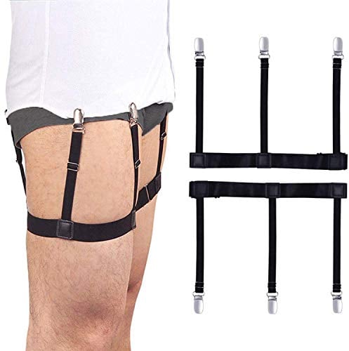 Herren Hemdhalter, Hosenträger,Elastisch Hemd-Halter mit Rutschfest Sperrung Schellen Adjustable Shirt Stays (1 Paar) (O-Shape)