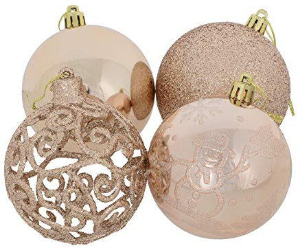 Mr Crimbo 24 Pack Christmas Tree Baubles Decorations Ornaments 8cm - Rose Gold