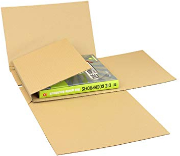 Buchverpackung Drehfix, 330x260x10-115mm, Qual.1.20B, C4, braun, verstärkte Außenkante